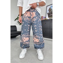 Gri Batik Desen Gri Turuncu Detay Stoper Ayarlanabilir Paça Baggy Pantolon