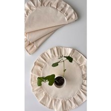 Alamode Natural Ham Fırfırlı Yuvarlak Amerikan Servisi 4’lü Set 40X40CM