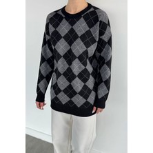 Gülseli Kadın Ekose Desenli Bisiklet Yaka Triko Kazak P-00020264