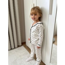 Butik Kız Çocuk %100 Pamuklu Alt - Üst Pijama Takımı Kalp Desenli