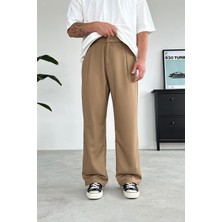 Taba Pile Detay 01 Baggy Kumaş Pantolon