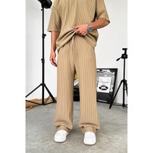Bej Fitilli Baggy Pantolon