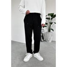 Siyah Beli Ip Detaylı Gabardin Regular Pantolon