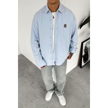 Bebe Mavi Premium Nakış Işlemeli Relaxed Gömlek