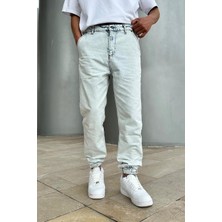 Açık Buz Mavi Açık  Paçası Lastikli A4 dl Boyfriend Pantolon