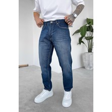 Dokulu Mavi Basic Regular Pantolon