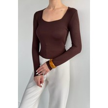 Gülseli Kadın Kare Yaka Likralı Body Bluz P-00020267