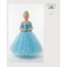 Butik Happy Kids Frozen Elsa Kostümü Uzun Kollu Kız Çocuk Prenses Elbisesi + Taç