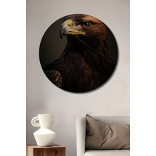 Petmudo AVM Kartalın Gücü Yağlı Boya Görünümlü Ahşap Dekoratif Tablo Yuvarlak Duvar Tablosu