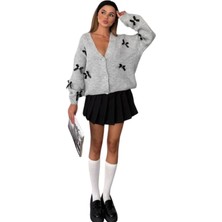 Kechı Woman Kurdeleli Taş Detay Düğmeli Triko Hırka