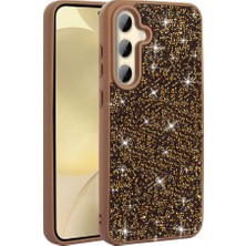 Zore Galaxy S25 Kılıf Parlak Taşlı Tasarım Asma Pırlanta Kapak - Gold