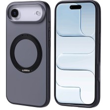 Zore iPhone 17 Air Kılıf M-Safe Şarj Özellikli Standlı Asma Proton Silikon Kapak - Siyah