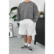 Gri Op Nakış Detay Outplenty Premium Şort