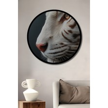 Petmudo AVM Aslan Gözü Yağlı Boya Görünümlü Soyut Sanat Tablosu Yuvarlak Duvar Tablosu Çerçeve Görünümlü