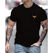 Amor Man Büyük Beden Özel Tasarım Gold Minimal Baskılı Ultra Rahat %100 Pamuk Erkek T-Shırt