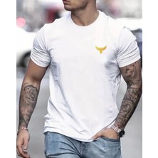 Amor Man Büyük Beden Özel Tasarım Gold Minimal Baskılı Ultra Rahat %100 Pamuk Erkek T-Shırt