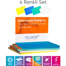 Polabook Akıllı Not Kağıdı 7x10 cm 50 Sayfa - Yapışkansız Post-it - 4 Adet - Sarı Mavi Turkuaz Beyaz