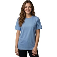 Oversıze Kalıp Enfield&co Kadın T-Shirt Basıc Bebe Mavi