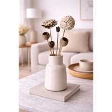 B'Clara Home Tropikal Natürel Bej Dekoratif Kuru Çiçek Vazo Çiçeği