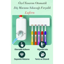 Lufern Özel Tasarım Otomatik Diş Macunu Sıkacağı Fırçalık Ev Iş Yeri Ana Okul Kreş Hijyenik Askı Pratik