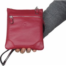 MÇ Deri Hakiki Deri Çapraz Askılı Floater Desenli Deri Çanta