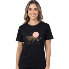 Baskı Enfield&co Kadın T-Shirt Kaplan Siyah