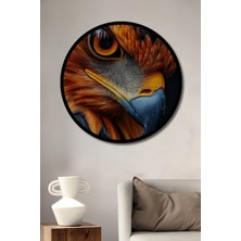 Petmudo AVM Kartalın Gözünden Soyut Yağlı Boya Görünümlü Ahşap Tablo Yuvarlak Duvar Tablosu Çerçeve Görünümlü