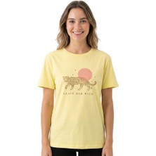 Baskı Enfield&co Kadın T-Shirt Kaplan Sarı