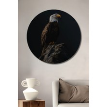 Petmudo AVM Kartalın Zirvesi Yağlı Boya Görünümlü Ahşap Dekoratif Tablo Yuvarlak Duvar Tablosu