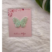 Parla'nın Atölyesi 0-3 Yaş Az Saçlı ve Saçsız Bebek Tokası Yeşil Kelebek