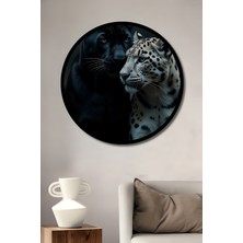 Petmudo AVM Karanlık Ormanın  Panterleri Ahşap Tablo Yuvarlak Tablo Çerçeve Görünümlü