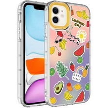 Zore iPhone 11 Uyumlu Kamera Korumalı Renkli Desenli Sert Silikon Asma Korn Kapak-No4