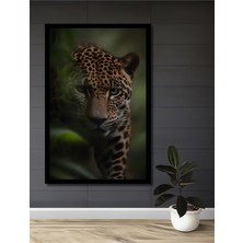 Petmudo AVM Ormanların  Efendisi Jaguar Detaylı Yağlı Boya Görünümlü Ahşap Tablo Çerçeve Görünümlü