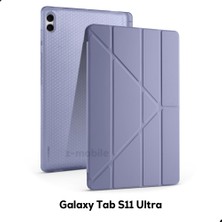 Z-Mobile Galaxy Tab S11 Ultra Kılıf Üçe Katlanan Kalem Bölmeli Standlı Tablet Kılıfı Uyandırma Özelliği 14.6"