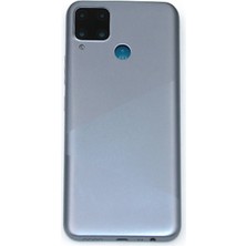 Genos Realme C15 Uyumlu Geniş Kamera Delikli Batarya Kapağı (Gümüş) (SN808414)