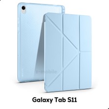Z-Mobile Galaxy Tab S11 Kılıf Üçe Katlanan Kalem Bölmeli Standlı Tablet Kılıfı Uyandırma Özellikli 11" X730