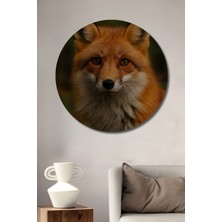 Petmudo AVM Orman Tilkisi Yağlı Boya Görünümlü Dekoratif Ahşap Tablo Yuvarlak Duvar Tablosu