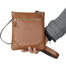 MÇ Deri Hakiki Deri Çapraz Askılı Floater Desenli Deri Çanta