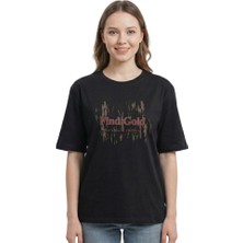 Gold Baskı Enfield&co Kadın T-Shirt Find Siyah