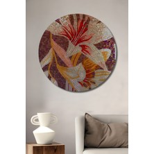 Petmudo AVM Görkemli Lilyum Mozaik Desenli Ahşap Dekoratif Tablo Yuvarlak Duvar Tablosu