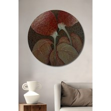 Petmudo AVM  Çiçeklerin Dansı Sulu Boya Görünümlü Ahşap Dekoratif Tablo Yuvarlak Duvar Tablosu