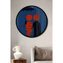 Petmudo AVM Yağlı Boya Görünüm Modern Sanat Iki Figürlü Tablo Ahşap Tablo Yuvarlak Duvar Tablosu Çerçeve Görünüm