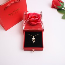 Trend Robo Çiçekli Yaprak Gümüş Kolye |  925 Ayar Gümüş Sarı Renk  Kolye ve Şık Hediye Kutusu