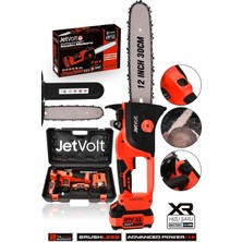Jetvolt Çift Akülü Testere Ağaç Odun Dal Kesme Motoru - Turuncu