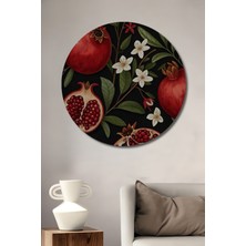 Petmudo AVM Nar Taneleri Sulu Boya Görünümlü Dekoratif Ahşap Tablo Yuvarlak Duvar Tablosu