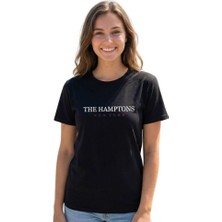 Hamptons Baskı Enfield&co Kadın T-Shirt The Siyah