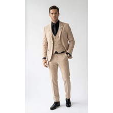Plus Scorpion Erkek Klasik Slim Fit Armürlü Kumaş Tek Düğmeli Çift Yırtmaçlı Klasik Yaka Takım Elbise 7  Drop