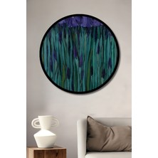 Petmudo AVM Mor Sümbül Tarlası Yağlı Boya Görünümlü Ahşap Tablo Yuvarlak Duvar Tablosu Çerçeve Görünümlü