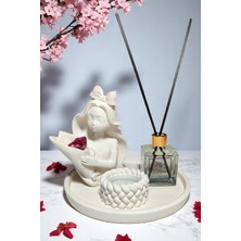 Besagu Home Dekoratif Vazo, Oda Kokusu ve Mum Seti - Vazo+Oda Kokusu+Tealight Mumluk ve Mum+Yuvarlak Tepsi