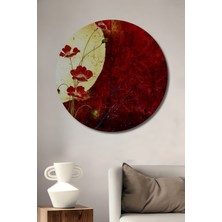 Petmudo AVM Kırmızı Gelincikler Yağlı Boya Görünümlü Ahşap Tablo Yuvarlak Duvar Tablosu